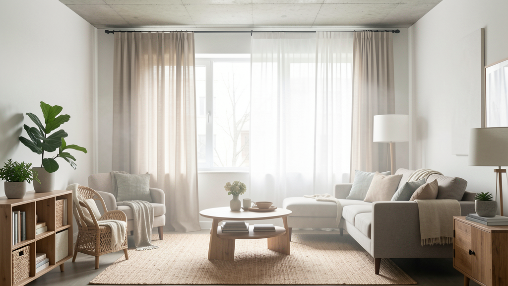 Editorial image illustrating The Floating Canopy: Hanging Curtains from Concrete Without a Single Drill Bit